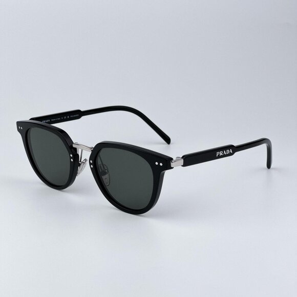 Prada PR17YS 1AB03R Men BRAND NEW Sunglasses Black Green Polarized Oval - Picture 3 of 12